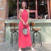 ราคา เดรสมือสอง เดรสพลีท แม็กซี่เดรส สีชมพู (14810803684)