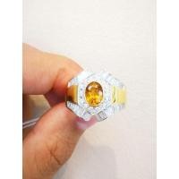 ราคา แหวนบุษราคัมบางกะจะพลอยสวยไฟดีเพชรแท้ล้อมรอบ (25290589115)