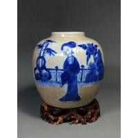 ราคา โถขิงเคลือบขาวและน้ำเงิน กระเบื้องจีน โบราณ (28812673093)