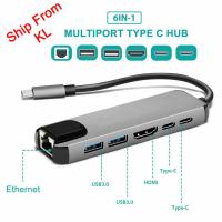 ราคา Usb C Hub 6 in 1 Type C ถึง HDMI 4K, 2 พอร์ต USB 3.0, 87W PD อะแดปเตอร์ชาร์จ Dock Docking Station (23743467563)