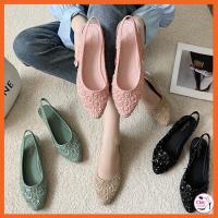 ราคา & รองเท้าคัชชูรัดส้นหัวแหลม แต่งลายดอกกุหลาบ (23835106815)