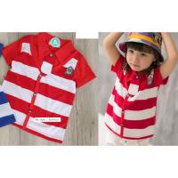 ราคา เสื้อยืดลายทางสีแดงคอปก (18180250912)