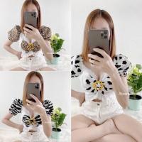 ราคา Saleเสื้อครอปห่วงหน้าแขนตุ๊กตา (มีหลายแบบ) (1) เสื้อครอปคอหัวใจแต่งอะไหล่ทองเสื้อลายเสือ ม้าลายครอปสายฝอ (5146674598)
