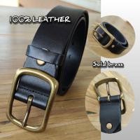 ราคา เข็มขัดหนังแท้ 100% หนังวัวฟอกสีดำด้าน หัวเข็มขัดทองเหลืองแท้(solid brass )รมดำ ขนาดสายกว้าง3.8cm (1.5") (25117740303)