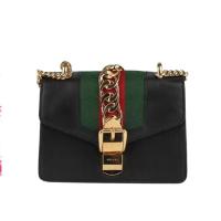 ราคา GUCCI Gucci Sylvie หนังสีดำกระเป๋าสะพายไหล่ขนาดเล็ก (23409116642)