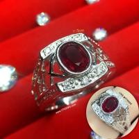 ราคา แหวนทับทิม สีเลือดนก ข้างเพชร แหวนเงินแท้ ชุบทองคำขาว พลอยทับทิมแท้ YTG-11276 (10626203441)