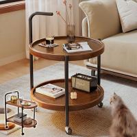 ราคา พร้อมส่ง โต๊ะกาแฟ 2 ชั้น มีล้อ ทำด้วยไม้ ย้อนยุคอเมริกันโต๊ะกลาง โต๊ะข้างโซฟา (28176263662)