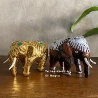 ราคา ช้างไม้แกะสลัก ช้างเงิน ช้างทอง ช้างมงคล (2นิ้ว) (8234352862)