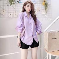 ราคา เสื้อเชิ้ตผู้หญิงทรงหลวมน่ารักผ้าไหมพรมเงา (27627687108)