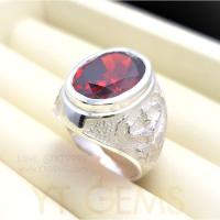 ราคา แหวนโกเมน แหวนครุฑ แหวนเงินแท้ ลายพญาครุฑ พลอยโกเมน (CZ) YTG-11399 (13837736774)