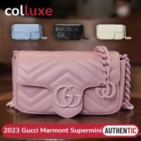 ราคา 2023 ใหม่มาถึง กุชชี่ Gucci GG Marmont Belt Bag Shoulder Bag 16.5cm Supermini 699757 (24291470229)