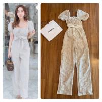 ราคา จั้มสูทผ้าลูไม้ขายาวปักฉลุสีขาว (8315333332)