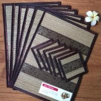 ราคา แผ่นรองจาน รองแก้วน้ำ ที่รองจาน ที่รองแก้ว แบบ 6 ที่ ทำจากเสื่อกก ทำความสะอาดได้ ของแต่งบ้าน ราคาถูก (1907887189)