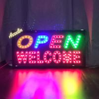 ราคา ป้ายไฟสำเร็จรูป รุ่น OPEN WELCOME ป้ายไฟLED ตกแต่งร้านค้า (ขนาด48X25X2ซม.) มีบริการรับทำป้ายไฟ LED (42901802223)