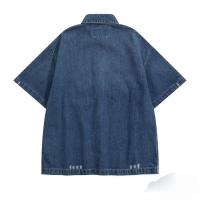 ราคา Prada2024ฤดูร้อนที่มีคุณภาพสูงหลวมปกจับจีบเสื้อวินเทจเทรนด์อเมริกันผู้ชายกางเกงยีนส์ทรงสลิมแขนสั้น (29068869855)