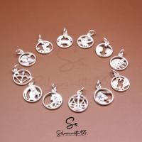 ราคา จี้ราศี 12 ราศี เงินแท้ 92.5% จี้เงินแท้ zodiac charm ขนาด 10mm จี้สำหรับสร้อยคอ สร้อยข้อมือ (18693502594)