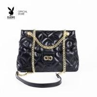 ราคา PLAYBOY รุ่น Sweet heart กระเป๋าสะพายข้างผู้หญิงดีไซน์ทรง Flap Bag สีดำ (26815705803)
