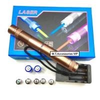 ราคา Laser blue เลเซอร์ฟ้า High-power blue light flashlight manual สีน้ำตาลทอง  #131 (520678558)