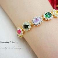 ราคา สร้อยข้อมือพลอยนพเก้า พลอยเนื้ออ่อน ตัวเรือนงานหุ้มทอง 5 ไมครอน (5700209991)