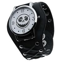 ราคา ▥ นาฬิกาควอตซ์นาฬิกาข้อมือสำหรับผู้ชายหัวกะโหลกสีดำลำลองหนังนาฬิกากีฬาผู้ชาย ▥ (26330752079)