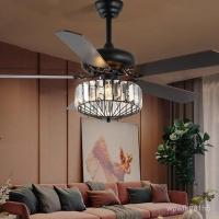 ราคา โคมไฟพัดลมคริสตัลอเมริกัน Yida โคมไฟพัดลมเพดานห้องนั่งเล่นโคมไฟระย้าพัดลมแบบโบราณหรูหราเบาๆ KAYS (26859781633)