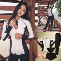 ราคา ชุดว่ายน้ำแขนยาว ชุดดำน้ำ ชุดว่ายน้ำกันUV ชุดว่ายน้ำสีขาว ชุดว่ายน้ำสีดำ ชุดว่ายน้ำไซส์ใหญ่ กางเกงขายาว set 5 ชิ้น (323137589)