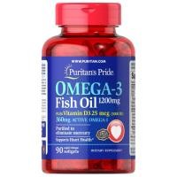 ราคา Puritan's Pride Omega 3 Fish Oil 1200 mg plus Vitamin D3 1000 IU 90 softgels (9289414903)