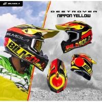 ราคา หมวก​กัน​น็อค​วิบาก​ Bilmola​ Destroyer Nippon yellow สีเหลืองแดง ฟรีแว่นกันลมสีดำ (7268436519)
