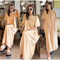ราคา ส่งต่อ เดรสคอกลมแขนสั้น ผ้าคอตตอนยืดนุ่ม สีครีม ใส่สบาย ทรงปล่อยแบบ oversize style มีกระเป๋าข้าง 2 ข้าง Yunaka (29233038740)