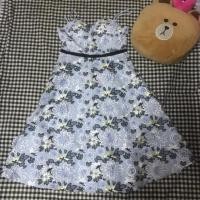 ราคา HI END size L เดรสสายเดี่ยวสีฟ้าปักดอกไม้ 3D (1972335060)