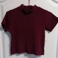 ราคา เสื้อครอปคอเต่า สีแดงไวน์ ยาว16 (1382185533)