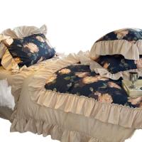 ราคา ชุดผ้าปูที่นอนผ้าฝ้ายล้างสไตล์เจ้าหญิงย้อนยุคฝรั่งเศสย้อนยุคสี่ชิ้นพร้อมปลอกผ้านวมลูกไม้สองชั้นและแ (27318824161)