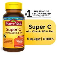ราคา พร้อมส่ง วิตามินนำเข้า Nature Made Super C with Vitamin D3 and Zinc Tablets, Dietary Supplement, 70 เม็ด (24457840515)