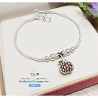 ราคา สร้อยข้อมือเงินแท้99.9% งานสุโขทัย สร้อยลายเปีย ลงยาสีแดง :SK0102 (2022295124)