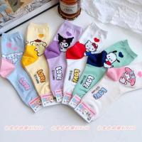 ราคา ถุงเท้าเด็ก Sanrio Girls Cartoon Heel Pattern All-Match Socks Student Kuromi Melody Middle Tube Socks (25084757395)