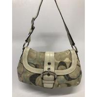 ราคา กระเป๋ามือสอง ของแท้ Coach ผ้าทออย่างหนาลาย C สีครีมลายเทาหม่น ขนาด 12 นิ้ว พร้อมส่ง (16470516778)