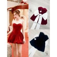 ราคา Cherbelle เดรสกำมะหยี่กากเพชรเกาะอกแต่งเพชรวิบวับประดับด้วยเข็มกลัดโบว์ติดด้านหลัง (28165889419)