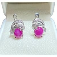 ราคา Tiffjewelry ต่างหูทับทิมแท้ ล้อมเพชร CZ (26856748353)