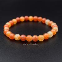 ราคา ✳CRACKED AGATE หินเกล็ดมังกร สีส้ม ขนาด 5 มม. สร้อยข้อมือหินแท้ by siamonlineshop (2961565612)