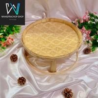 ราคา ขันโตกลายไทย งานฝีมือ (Handmade) ขันโตก ขันโตกใส่อาหาร โตกกระด้ง ขันโตกใส่อาหาร ชั้นวางไม้ไผ่ ไม้ไผ่แท้ 100% (27201945484)