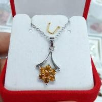 ราคา จี้เงินชุบทองคำขาว พลอยบุษราคัม พลอยแท้.เงินแท้ค่ะ (29203944044)