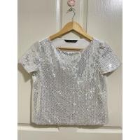 ราคา ZARA แท้% เสื้อแขนสั้นปักเลื่อมวิปวั๊ป สวยเริ่ด แกรมๆๆๆ อก34 ยาว19 วงแขน16 แขนสั้น7 (26355378575)