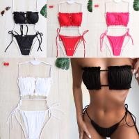 ราคา ชุดว่ายน้ำ บิกินี่เกาะอก มีฟองน้ำ ผูกหลังพร้อมส่ง by Cherry_swimwearr (17243215673)