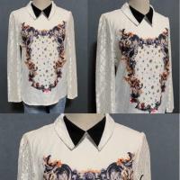 ราคา เสื้อขาวแขนยาวคอปก แต่งลูกไม้ที่แขนเสื้อ (3720397064)