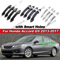 ราคา 8 ชิ้นคาร์บอนไฟเบอร์เคลือบเงาสีดํา Chrome ภายนอกกรอบประตูรถแผง Trim ABS สติกเกอร์สําหรับ Honda Accord 9th Gen G9 2013 2014 2015 2016 2017 Moulding อุปกรณ์จัดแต่งทรงผม (27486161108)