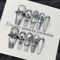 ราคา เล็บปลอมแบบติด ลายเรียบหรูแบบฝรั่งเศส, เล็บยาวไม่เหมาะสำหรับการทำงานหนัก, ชุดแต่งเล็บสำเร็จรูป, แผ่นติดเล็บปลอม (27414430197)