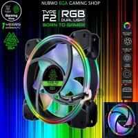 ราคา GAMING NUBWO EGA TYPE F2 RGB DUAL LIGHT CASE FAN 12CM พัดลมเคส 120MM. ไฟ RGB COOLING FAN 4-PIN connector (26155502729)