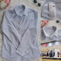 ราคา เสื้อเชิ้ตแขนยาว UNIQLO size M สีฟ้า ลายทาง (22904582101)