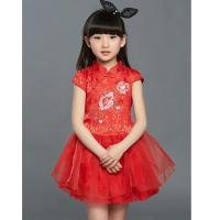 ราคา พร้อมส่ง ชุดกี่เพ้าคอจีนสีแดง กระโปรงฟูสวยหวาน ชุดงานปัก มีซิปหลัง ผูกโบว์ด้านหลัง สวยงานดีมากๆ (1844712590)