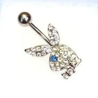 ราคา ♞,♘,♙จิวสะดือ playboy สีเงิน ประดับคริสตัลแท้ swarovski ขนาดก้าน 1.6 mm ความยาวทั้งหมด 2.5 c (25128057025)